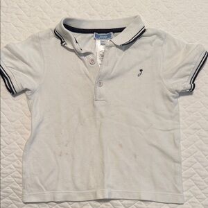 Jacadi White Polo with Blue Trim